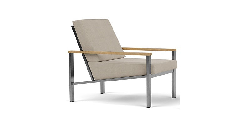 Barlow Tyrie Equinox Occasional Brushed Stainless Steel Club Lounge Chair with Cushions