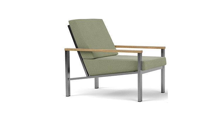 Barlow Tyrie Equinox Occasional Brushed Stainless Steel Club Lounge Chair with Cushions