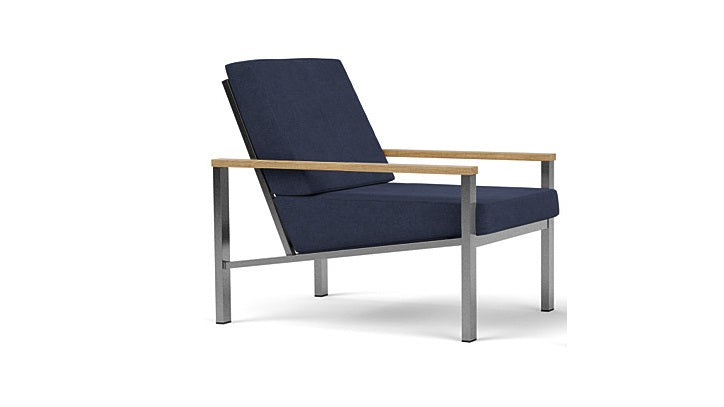 Barlow Tyrie Equinox Occasional Brushed Stainless Steel Club Lounge Chair with Cushions