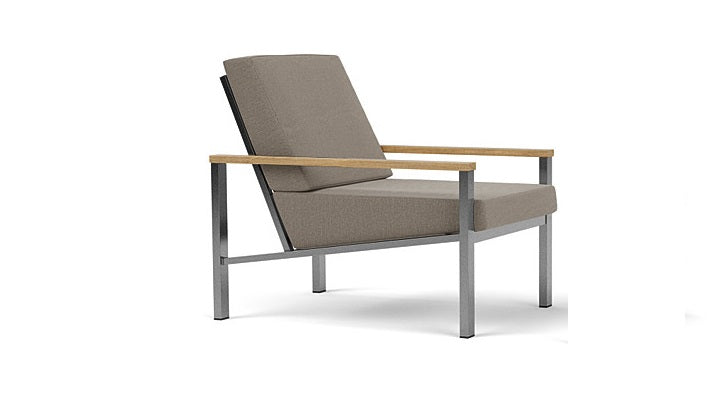 Barlow Tyrie Equinox Occasional Brushed Stainless Steel Club Lounge Chair with Cushions