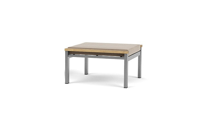 Barlow Tyrie Equinox Occasional Footstool Hocker Ottomane aus gebürstetem Edelstahl und Teakholz mit Kissen