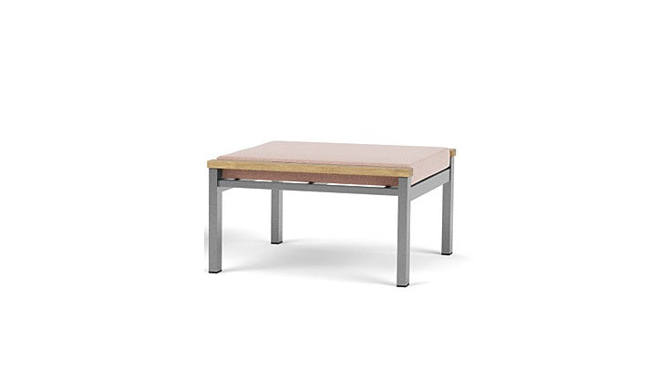 Barlow Tyrie Equinox Occasional Footstool Hocker Ottomane aus gebürstetem Edelstahl und Teakholz mit Kissen