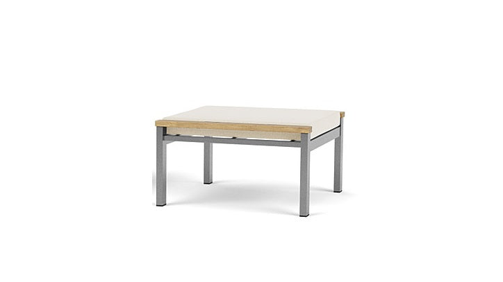 Barlow Tyrie Equinox Occasional Footstool Hocker Ottomane aus gebürstetem Edelstahl und Teakholz mit Kissen