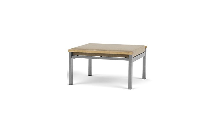 Barlow Tyrie Equinox Occasional Footstool Hocker Ottomane aus gebürstetem Edelstahl und Teakholz mit Kissen