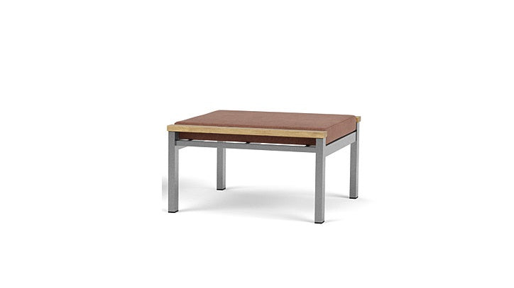 Barlow Tyrie Equinox Occasional Footstool Hocker Ottomane aus gebürstetem Edelstahl und Teakholz mit Kissen