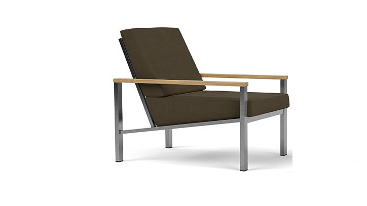 Barlow Tyrie Equinox Occasional Brushed Stainless Steel Club Lounge Chair with Cushions