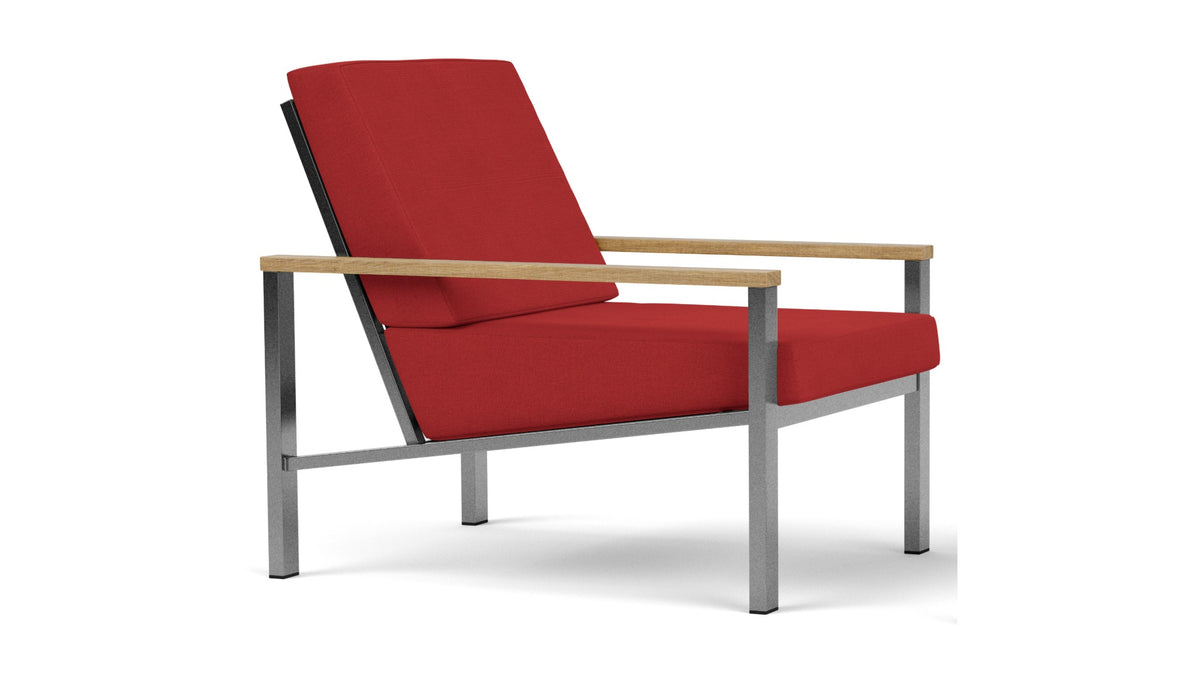 Barlow Tyrie Equinox Occasional Fauteuil Club lounge inox brossé avec coussins Paris Red 3728
