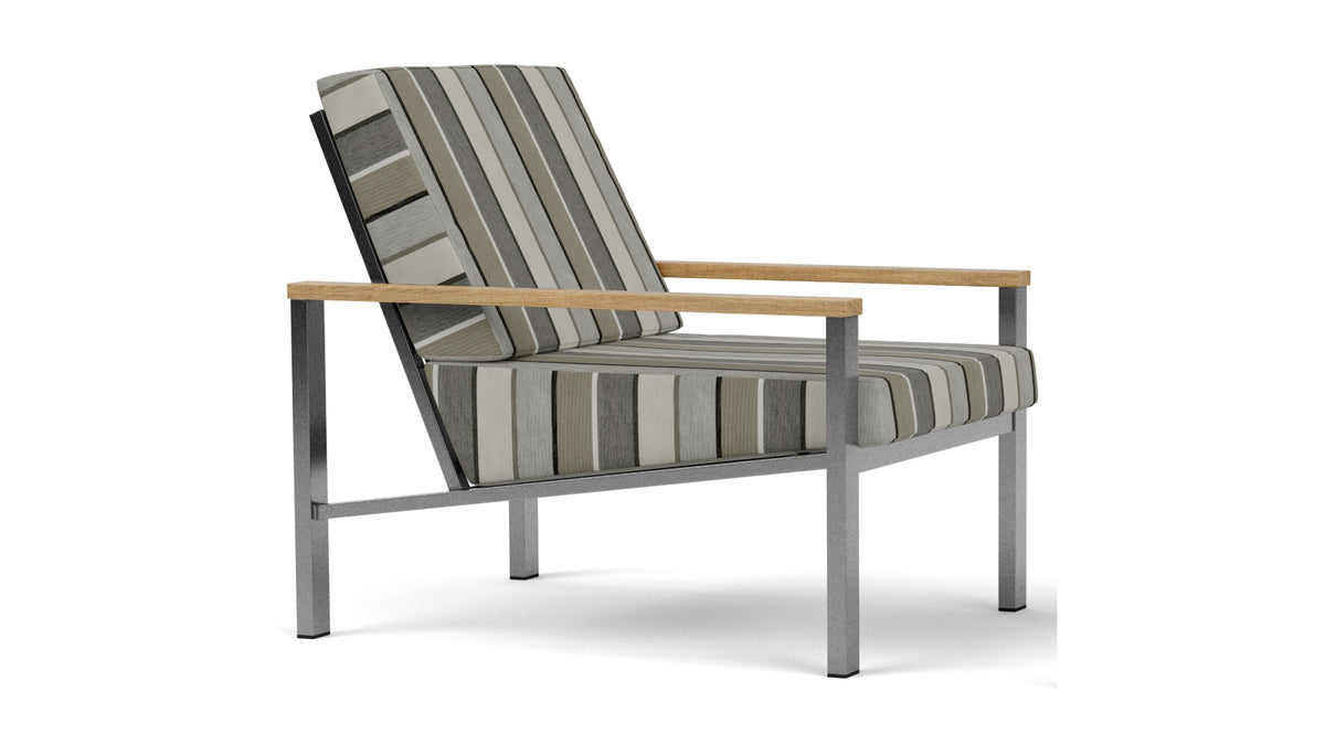 Barlow Tyrie Equinox Occasional Fauteuil Club lounge inox brossé avec coussins Quadri Grey 3778