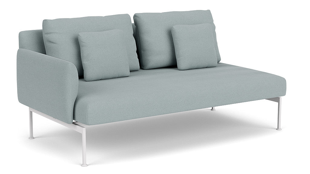 Barlow Tyrie Layout Deep Seating Double Corner Seat + Low Arm - avec coussins Armature Arctic White Frosty Chine 10025