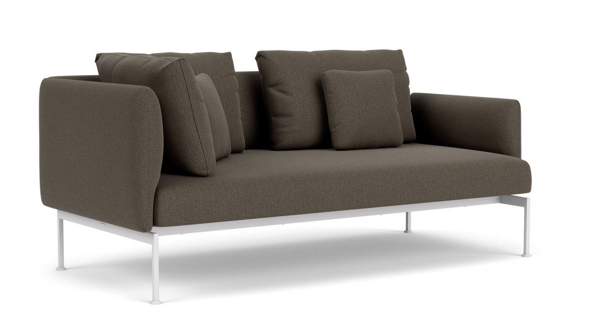 Barlow Tyrie Layout Deep Seating Double Corner Seat + Low Arm - avec coussins Armature Arctic White Dark Taupe 10059