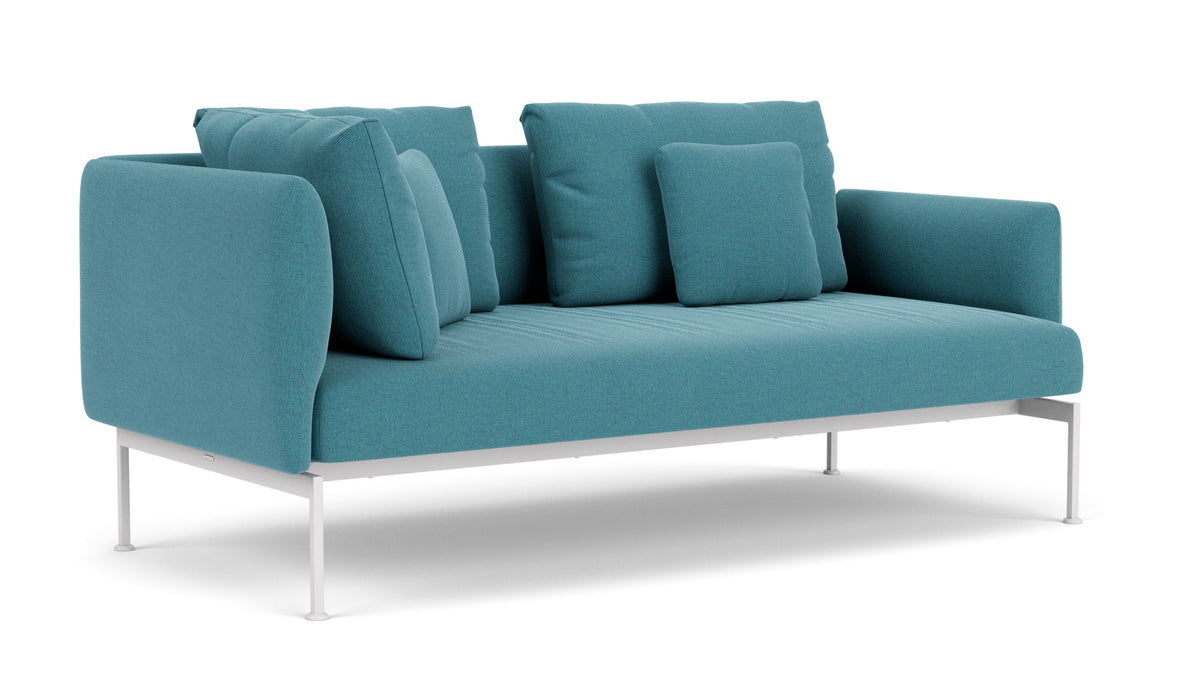 Barlow Tyrie Layout Deep Seating Double Corner Seat + Low Arm - avec coussins Armature Arctic White Adriatic Blue 3941