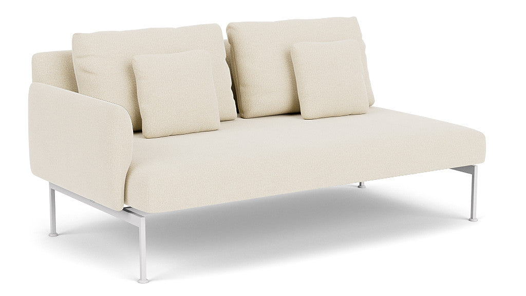 Barlow Tyrie Layout Deep Seating Double Corner Seat + Low Arm - avec coussins Armature Arctic White Canvas 5453