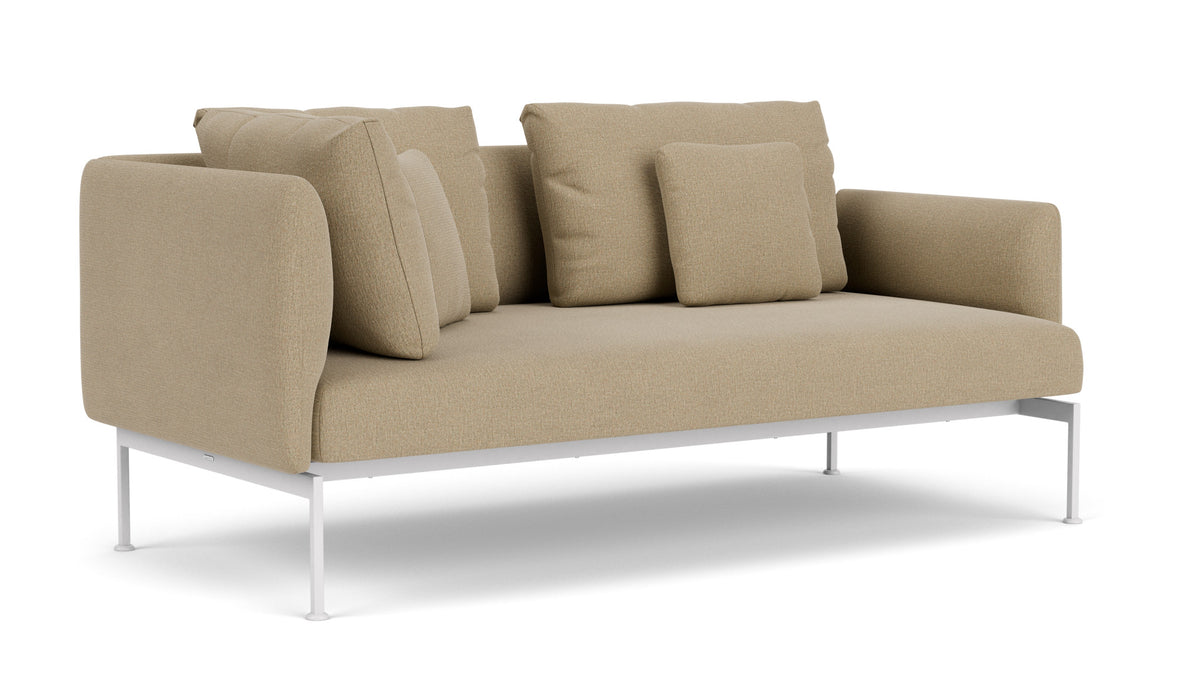 Barlow Tyrie Layout Deep Seating Double Corner Seat + Low Arm - avec coussins Armature Arctic White Heather Beige 5476