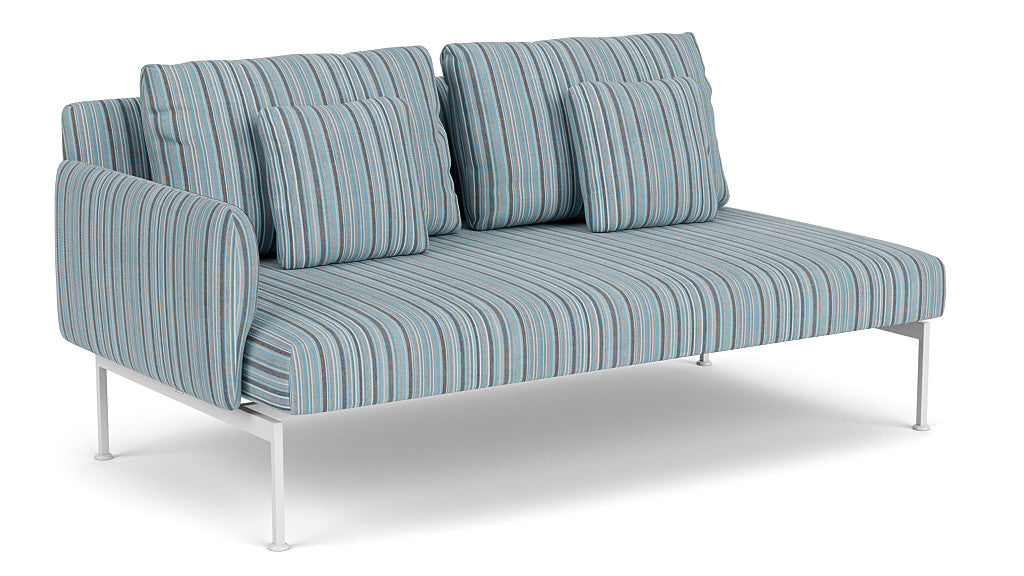 Barlow Tyrie Layout Deep Seating Double Corner Seat + Low Arm - avec coussins Armature Arctic White Porto Blue Chine 3776