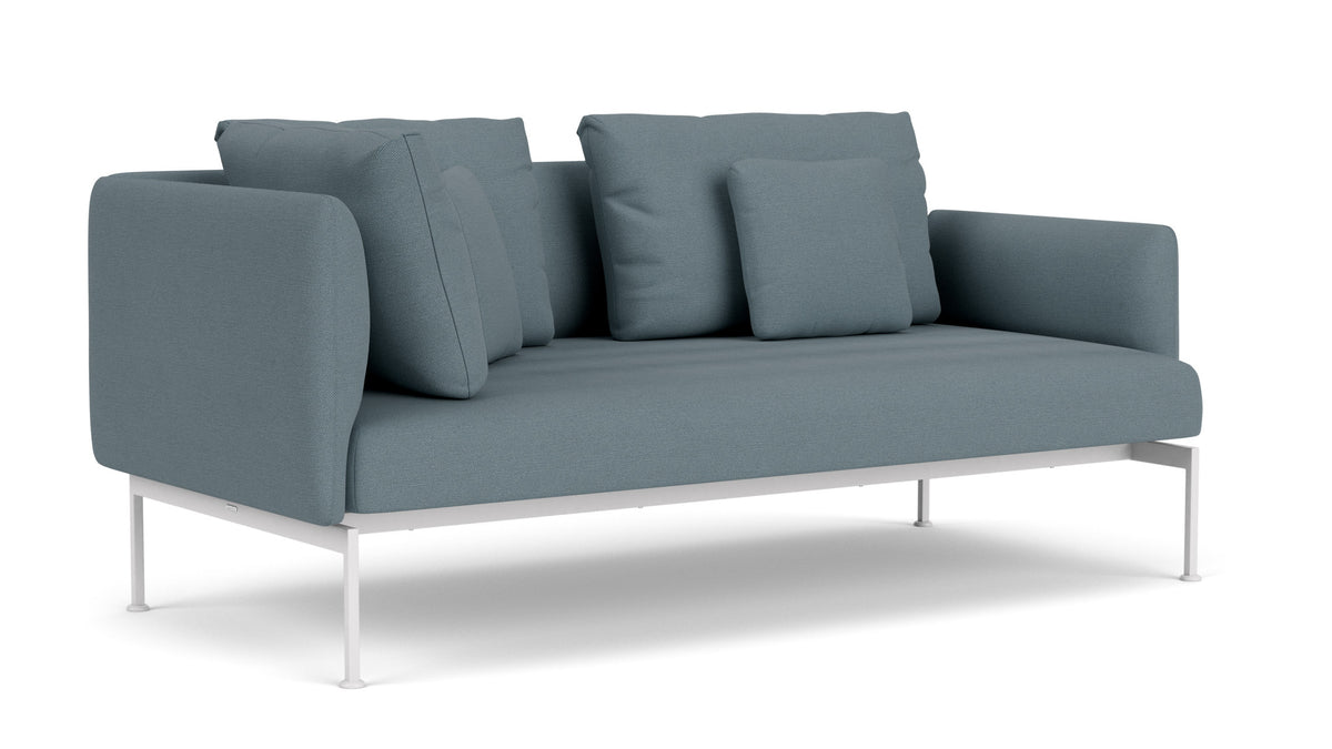 Barlow Tyrie Layout Deep Seating Double Corner Seat + Low Arm - avec coussins Armature Arctic White Carbon Sky 10064