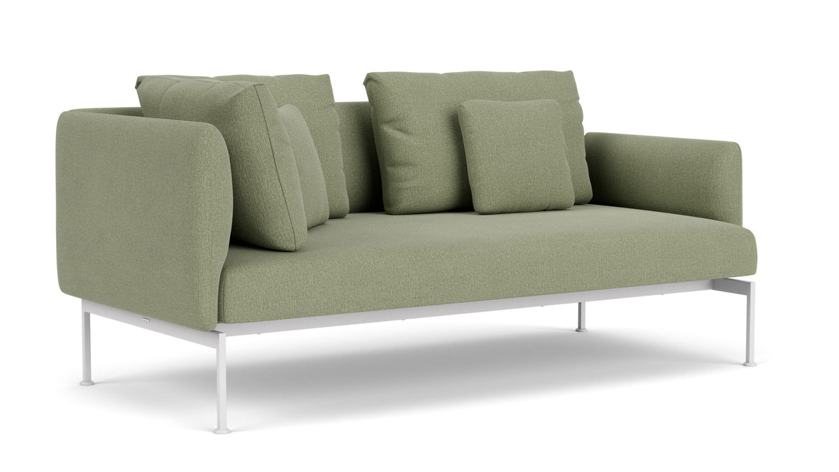 Barlow Tyrie Layout Deep Seating Double Corner Seat + Low Arm - avec coussins Armature Arctic White Canvas Almond 3983