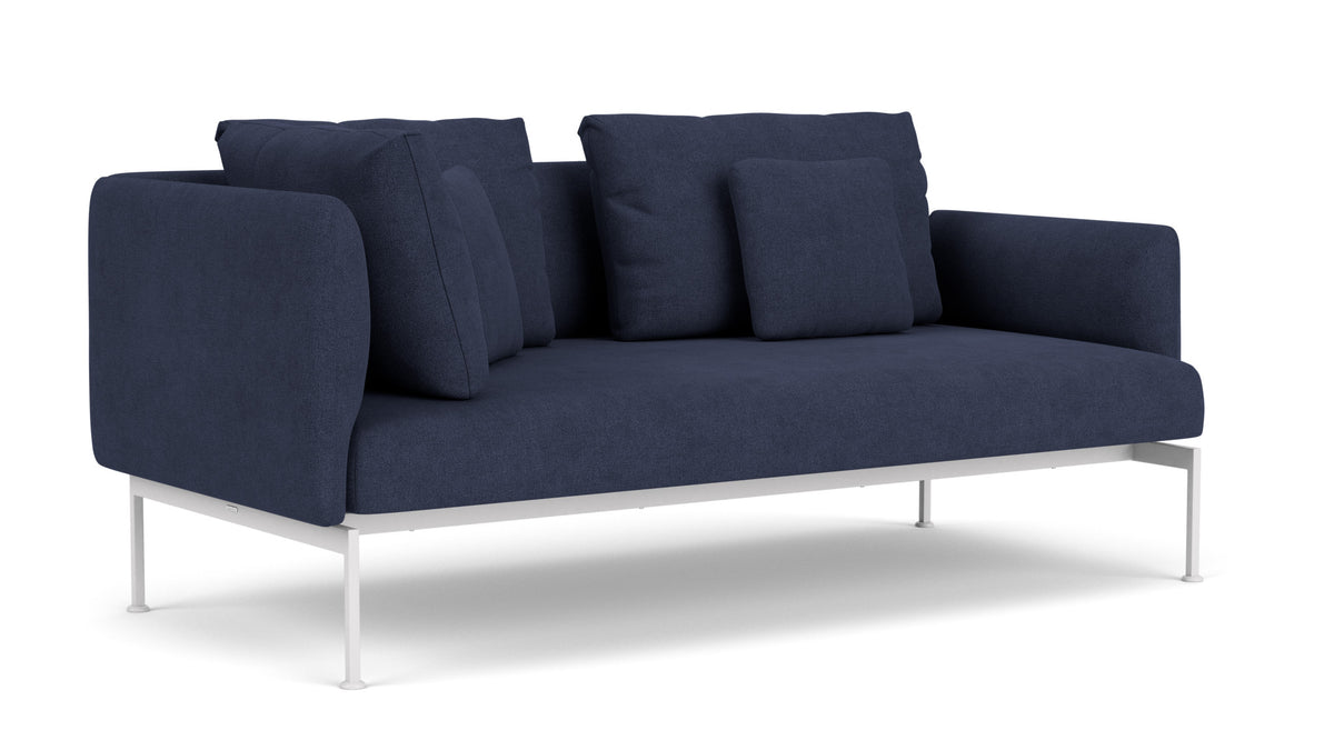 Barlow Tyrie Layout Deep Seating Double Corner Seat + Low Arm - avec coussins Armature Arctic White Indigo 18017