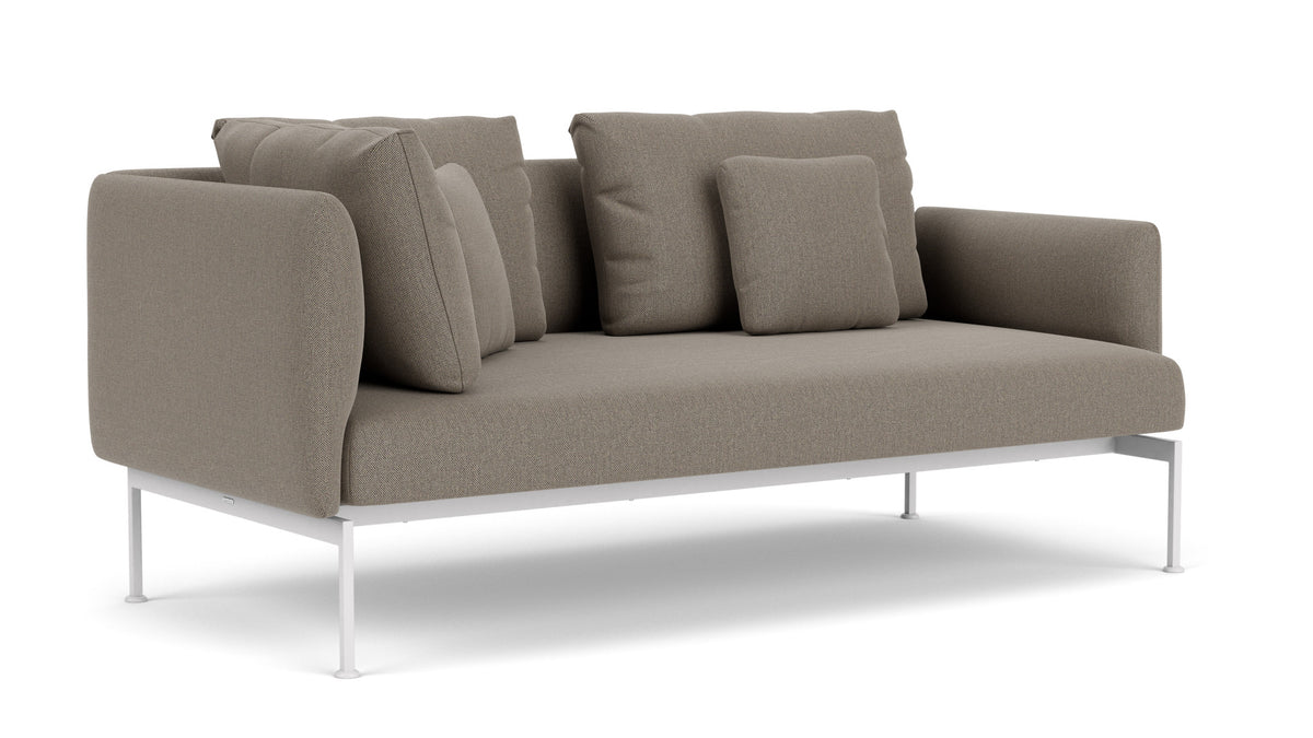 Barlow Tyrie Layout Deep Seating Double Corner Seat + Low Arm - avec coussins Armature Arctic White Carbon Beige 10065