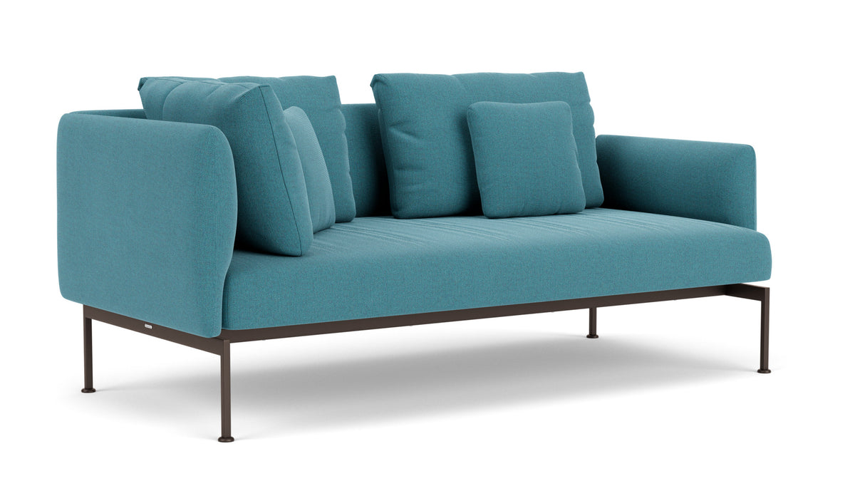 Barlow Tyrie Layout Deep Seating Double Corner Seat + Low Arm - avec coussins Armature Forge Grey Adriatic Blue 3941