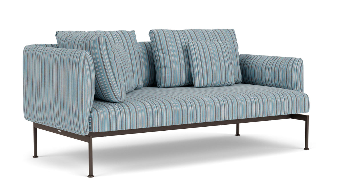 Barlow Tyrie Layout Deep Seating Double Corner Seat + Low Arm - avec coussins Armature Forge Grey Porto Blue Chine 3776