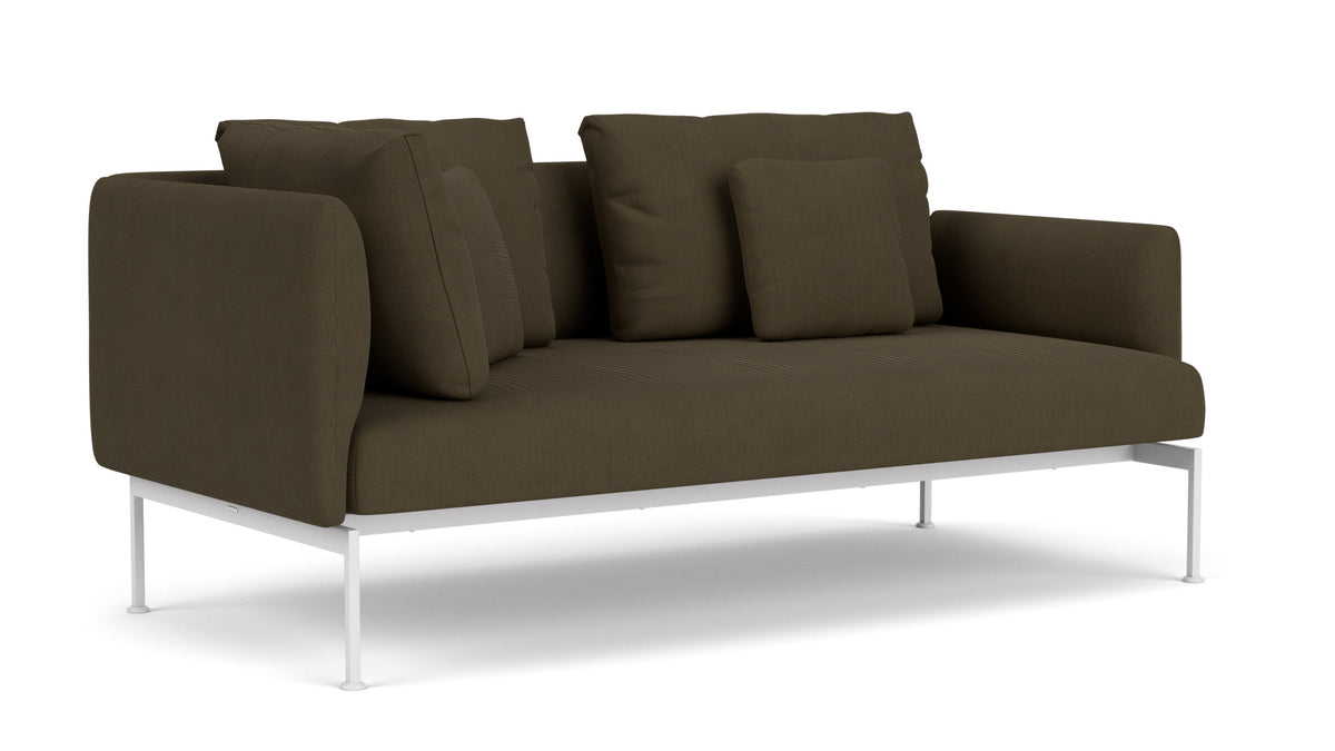 Barlow Tyrie Layout Deep Seating Double Corner Seat + Low Arm - avec coussins Armature Arctic White Charcoal 3705