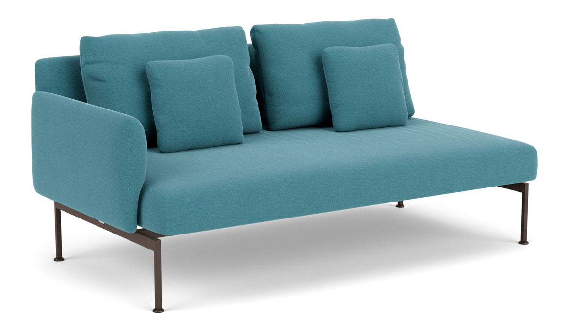 Barlow Tyrie Layout Deep Seating Double Seat - One Arm - avec coussins Armature Forge Grey Adriatic Blue 3941