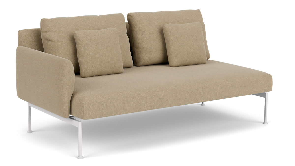 Barlow Tyrie Layout Deep Seating Double Seat - One Arm - avec coussins Armature Arctic White Heather Beige 5476