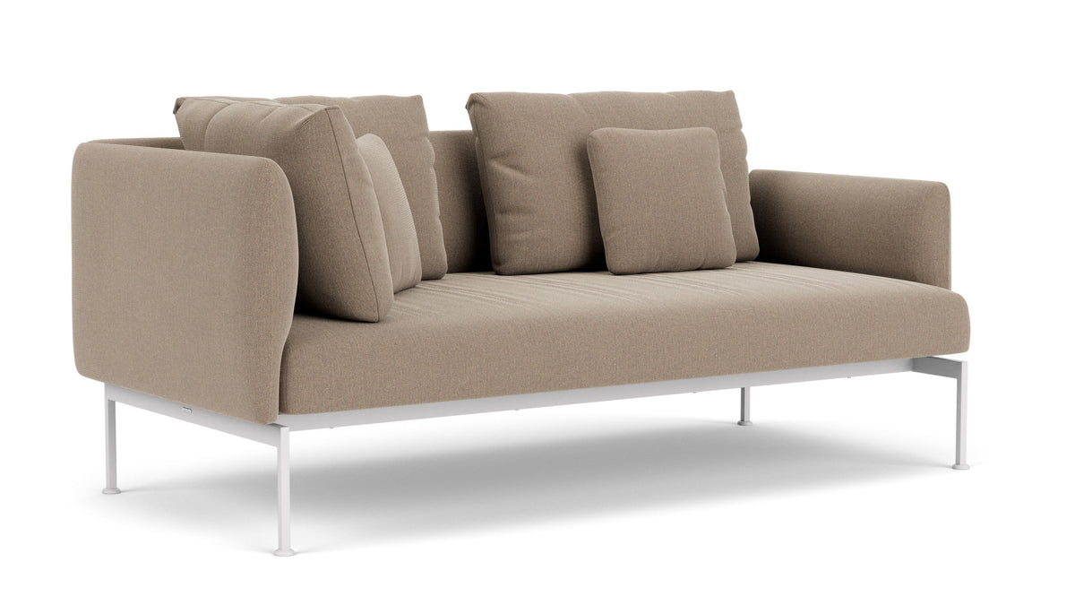 Barlow Tyrie Layout Deep Seating Double Corner Seat + Low Arm - avec coussins Armature Arctic White Taupe 3729