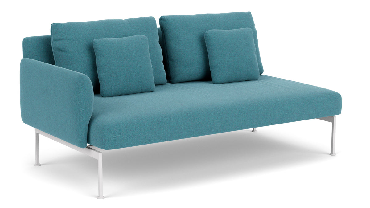 Barlow Tyrie Layout Deep Seating Double Seat - One Arm - avec coussins Armature Arctic White Adriatic Blue 3941