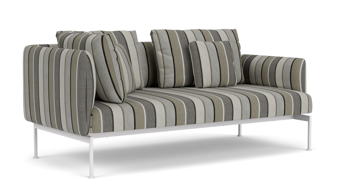 Barlow Tyrie Layout Deep Seating Double Corner Seat + Low Arm - avec coussins Armature Arctic White Quadri Grey 3778