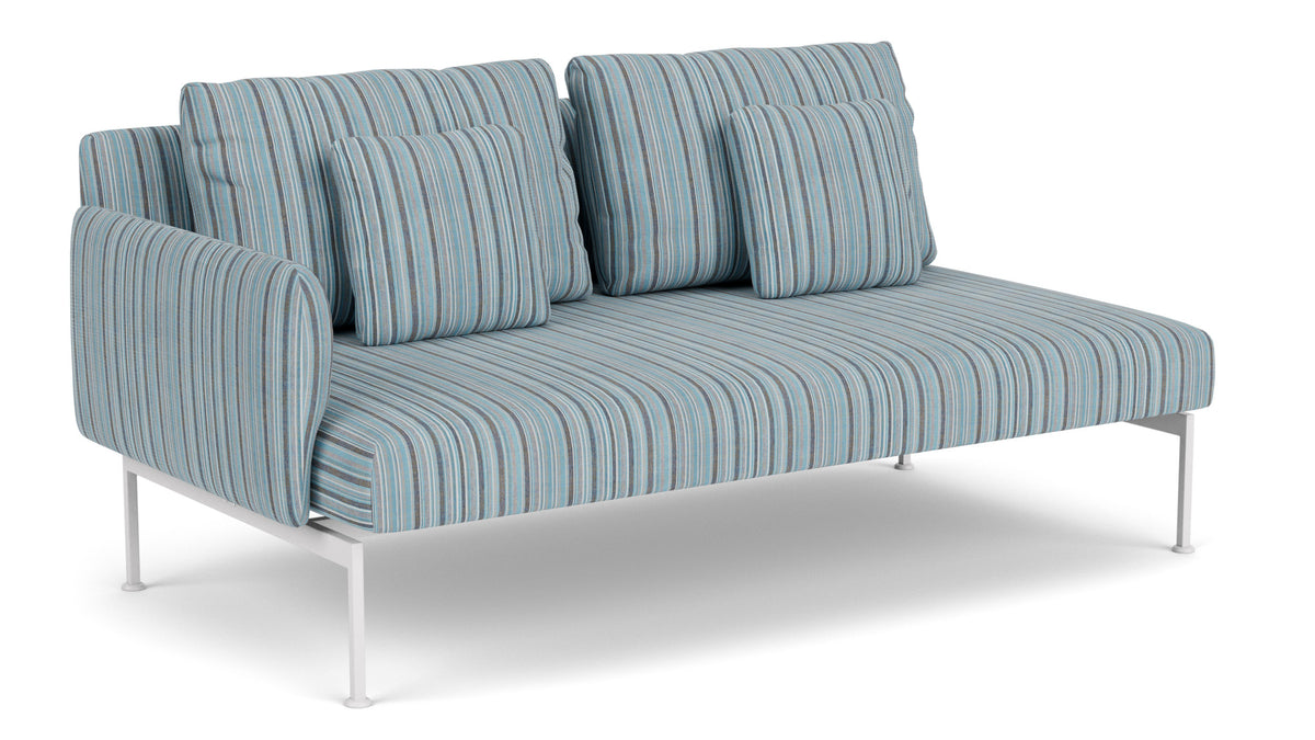 Barlow Tyrie Layout Deep Seating Double Seat - One Arm - avec coussins Armature Arctic White Porto Blue Chine 3776