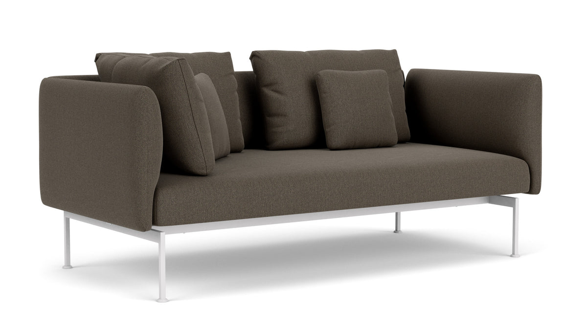 Barlow Tyrie Layout Deep Seating Double Corner Seat + High Arm - avec coussins Armature Arctic White Dark Taupe 10059