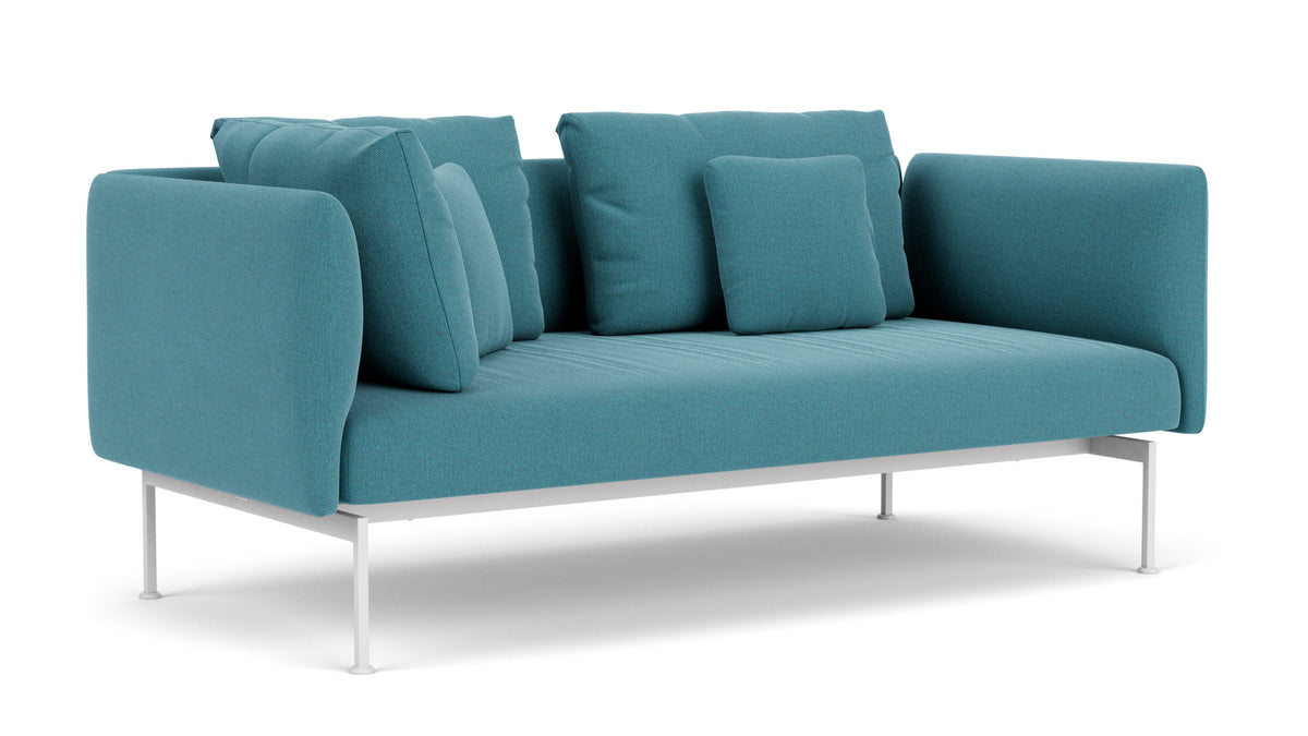 Barlow Tyrie Layout Deep Seating Double Corner Seat + High Arm - avec coussins Armature Arctic White Adriatic Blue 3941