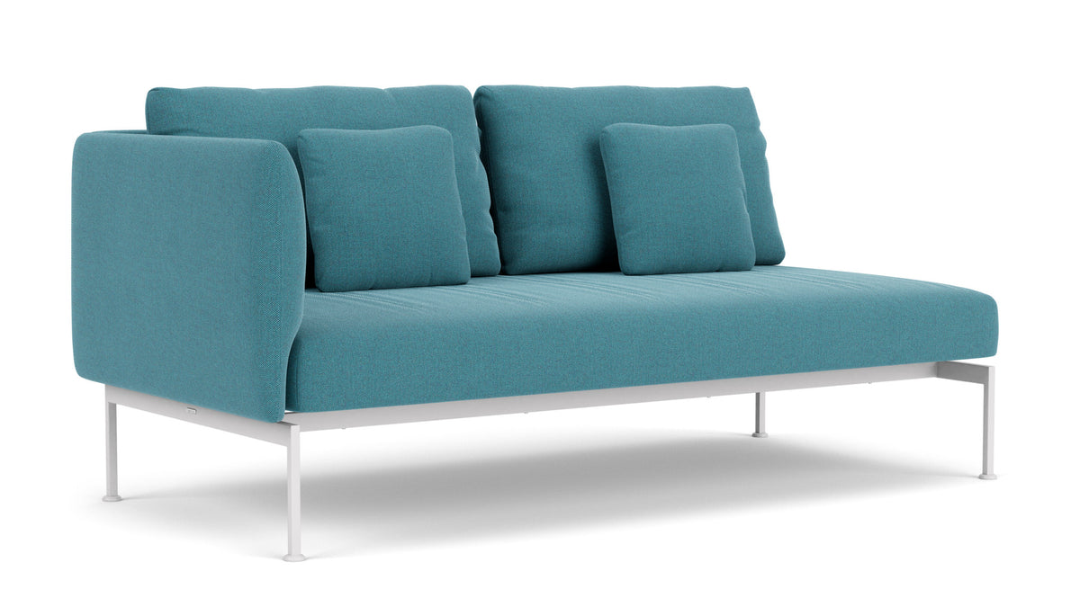 Barlow Tyrie Layout Deep Seating Double Seat - One High Arm Layout Double Seat - One High Arm - avec coussins Armature Arctic White Adriatic Blue 3941