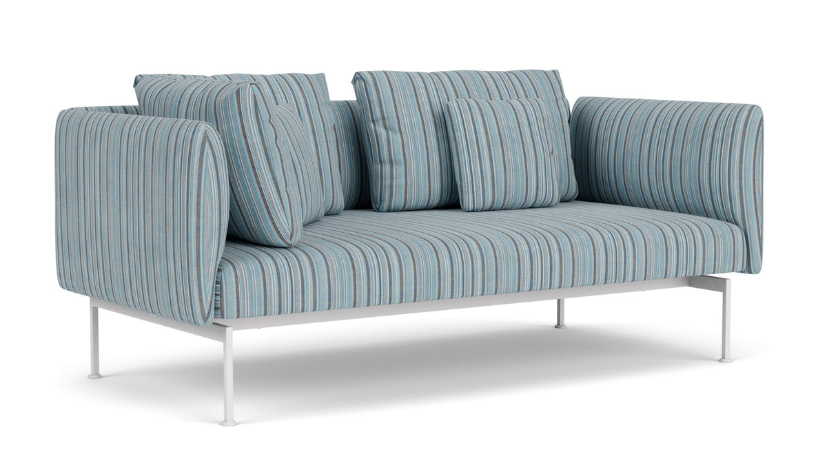 Barlow Tyrie Layout Deep Seating Double Corner Seat + High Arm - avec coussins Armature Arctic White Porto Blue Chine 3776