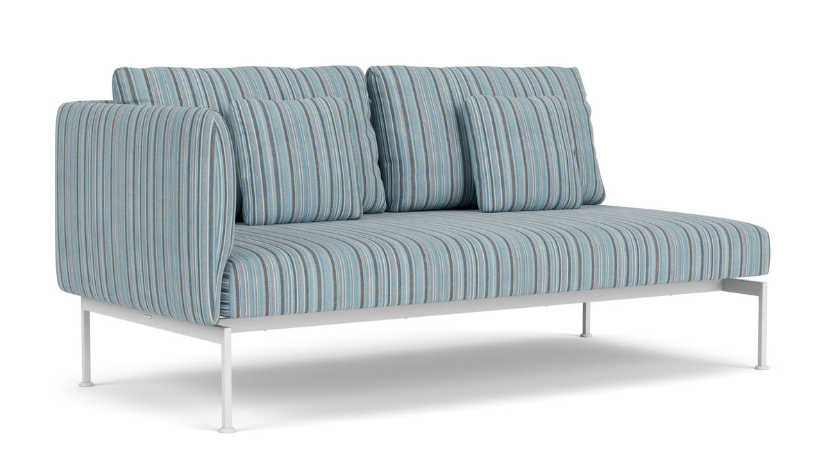 Barlow Tyrie Layout Deep Seating Double Seat - One High Arm Layout Double Seat - One High Arm - avec coussins Armature Arctic White Porto Blue Chine 3776