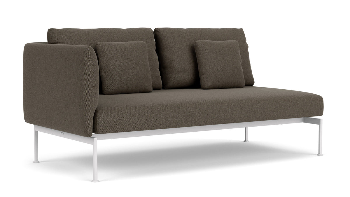 Barlow Tyrie Layout Deep Seating Double Seat - One High Arm Layout Double Seat - One High Arm - avec coussins Armature Arctic White Dark Taupe 10059