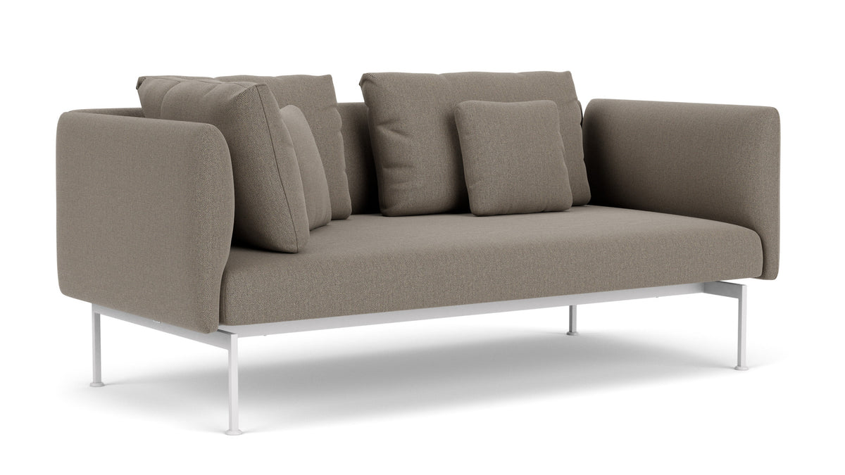 Barlow Tyrie Layout Deep Seating Double Corner Seat + High Arm - avec coussins Armature Arctic White Carbon Beige 10065