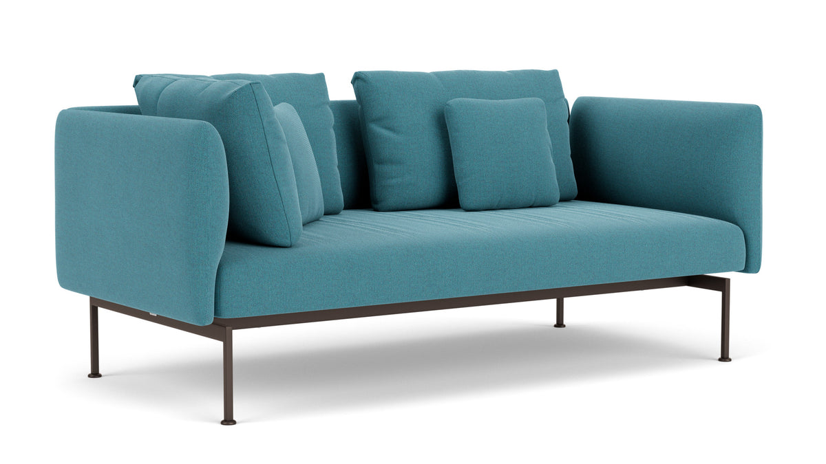 Barlow Tyrie Layout Deep Seating Double Corner Seat + High Arm - avec coussins Armature Forge Grey Adriatic Blue 3941