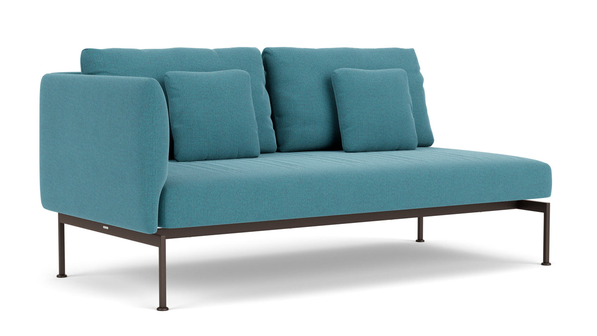 Barlow Tyrie Layout Deep Seating Double Seat - One High Arm Layout Double Seat - One High Arm - avec coussins Armature Forge Grey Adriatic Blue 3941