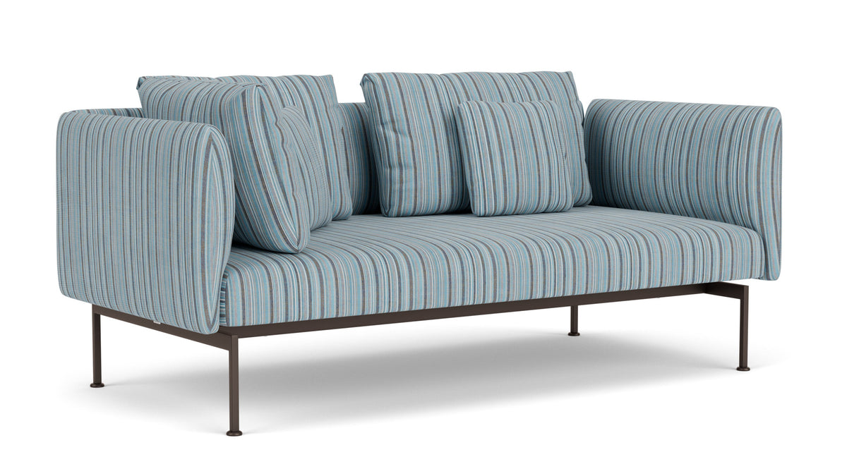 Barlow Tyrie Layout Deep Seating Double Corner Seat + High Arm - avec coussins Armature Forge Grey Porto Blue Chine 3776