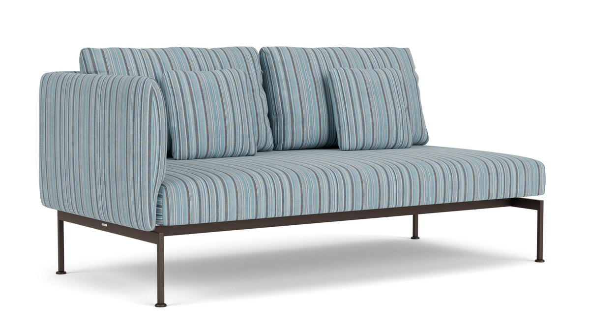Barlow Tyrie Layout Deep Seating Double Seat - One High Arm Layout Double Seat - One High Arm - avec coussins Armature Forge Grey Porto Blue Chine 3776