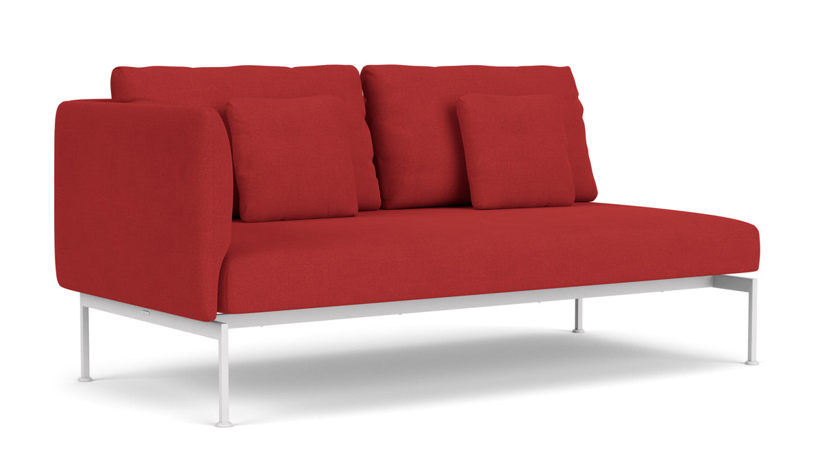 Barlow Tyrie Layout Deep Seating Double Seat - One High Arm Layout Double Seat - One High Arm - avec coussins Armature Arctic White Paris Red 3728