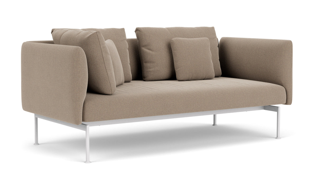 Barlow Tyrie Layout Deep Seating Double Corner Seat + High Arm - avec coussins Armature Arctic White Taupe 3729