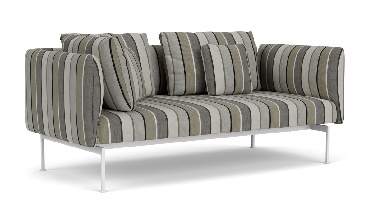 Barlow Tyrie Layout Deep Seating Double Corner Seat + High Arm - avec coussins Armature Arctic White Quadri Grey 3778