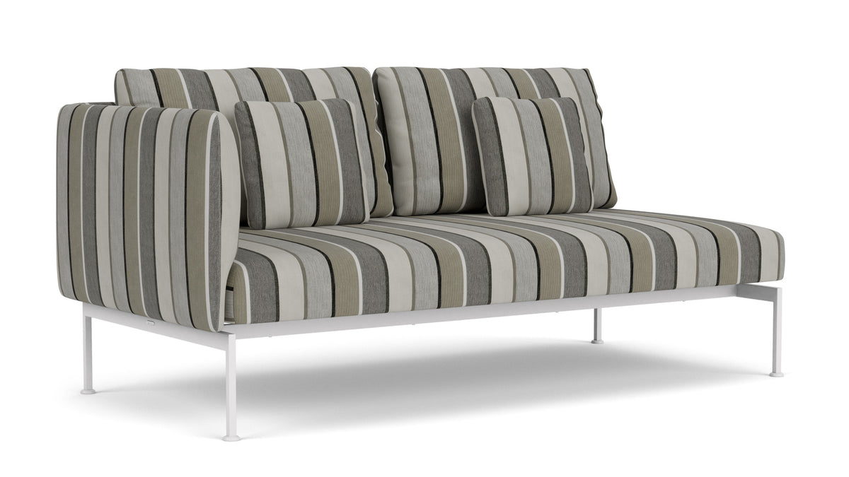 Barlow Tyrie Layout Deep Seating Double Seat - One High Arm Layout Double Seat - One High Arm - avec coussins Armature Arctic White Quadri Grey 3778