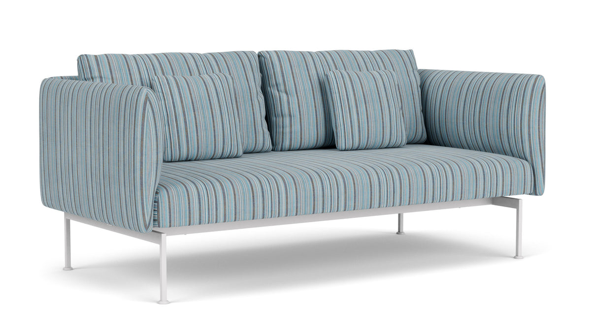 Barlow Tyrie Layout Deep Seating Double Seat - High Arms - Double seat et back with High Arms - avec coussins Armature Arctic White Porto Blue Chine 3776