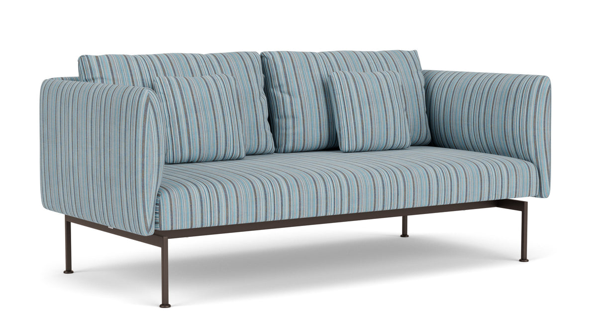 Barlow Tyrie Layout Deep Seating Double Seat - High Arms - Double seat et back with High Arms - avec coussins Armature Forge Grey Porto Blue Chine 3776