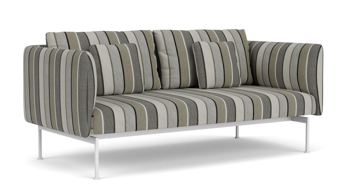 Barlow Tyrie Layout Deep Seating Double Seat - High Arms - Double seat et back with High Arms - avec coussins Armature Arctic White Quadri Grey 3778