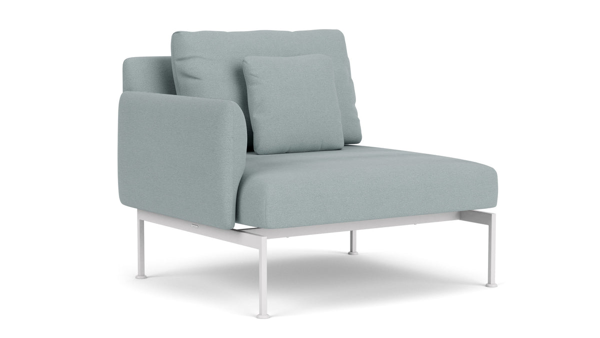 Barlow Tyrie Layout Deep Seating Single Seat - One Arm - avec coussins Armature Arctic White Frosty Chine 10025